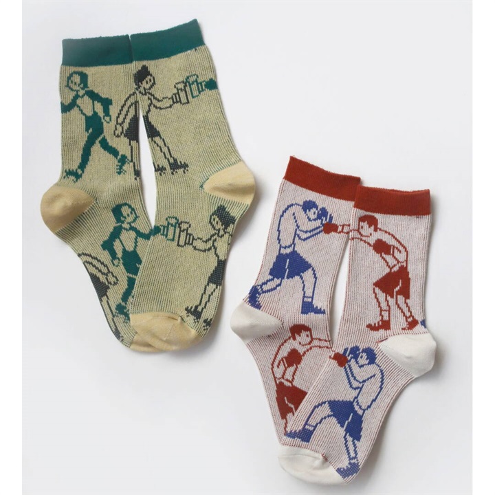 【KIVISDOU】ボクサー＆ビールガール クルーソックス2P