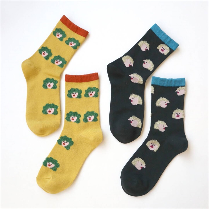 【KIVISDOU】ふさふさヘアー クルーソックス2P