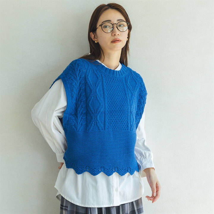 【M.M.O】柄編み プルオーバーベスト