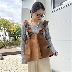 【Lupilien】微起毛ツイルジャンパーベスト(082 CAMEL)