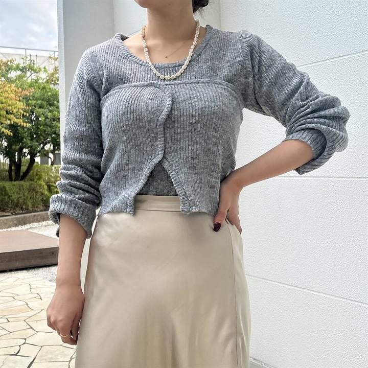 【en haut】フワかる ニットプルオーバー×ビスチェセット