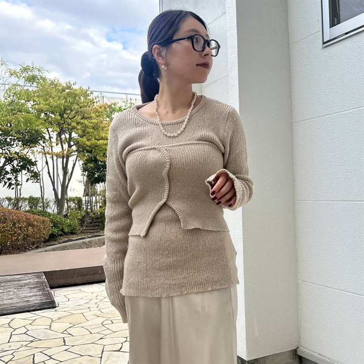 【en haut】フワかる ニットプルオーバー×ビスチェセット