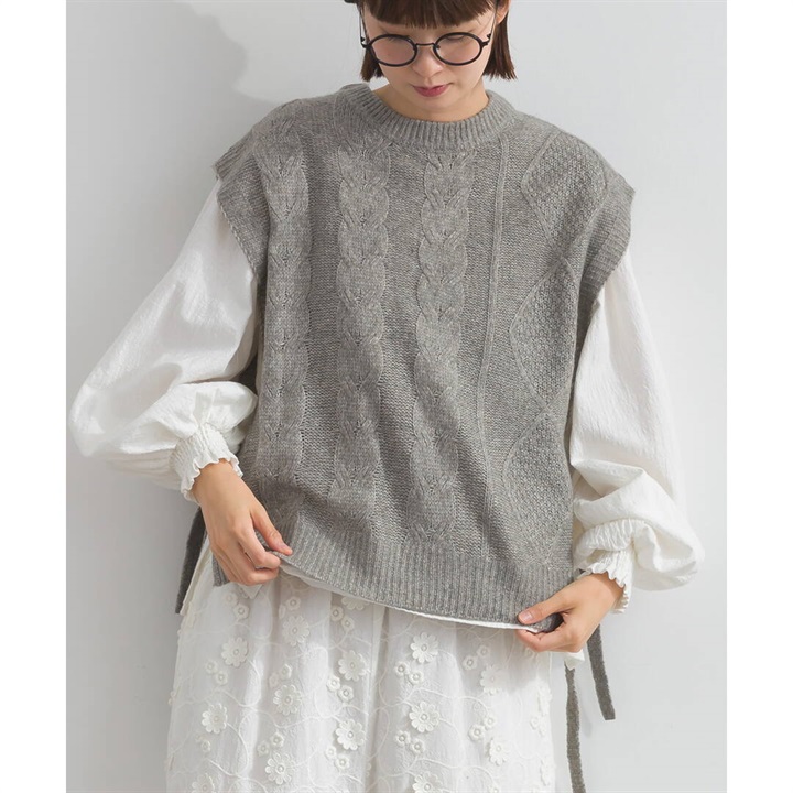 【Lupilien】メランジケーブルニットベスト