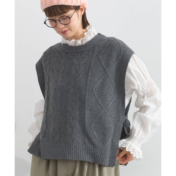 【Lupilien】メランジケーブルニットベスト