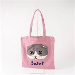 【ouaf ouaf ＆ miaou marche】サガラ刺繍トートバッグ(スコキャット)