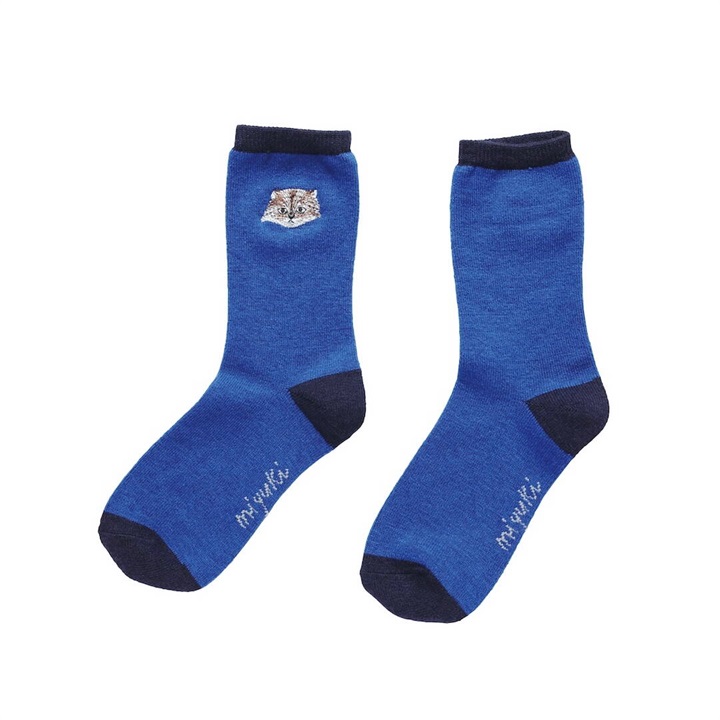 【松尾ミユキ】Wool Blend EMB'D-cat ウール混 ソックス