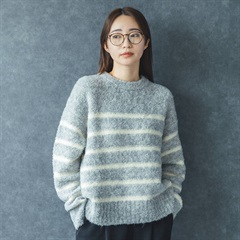 【M.M.O】パネルボーダー 長袖ニットプルオーバー