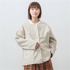 【M.M.O】裏面配色 長袖パイピングカーディガン(02 エクリュ×オレンジ)