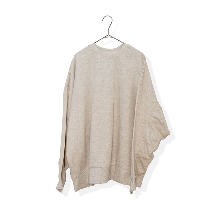 【le colis】CVCスラブ裏毛 袖ギャザー長袖スウェット