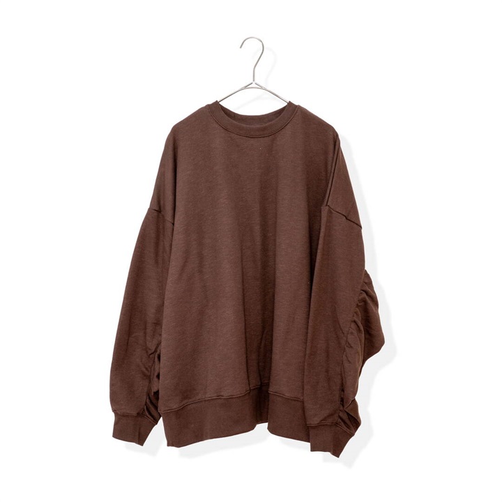 【le colis】CVCスラブ裏毛 袖ギャザー長袖スウェット