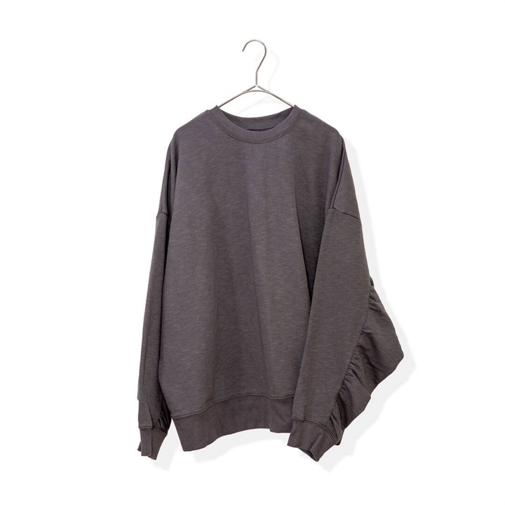 【le colis】CVCスラブ裏毛 袖ギャザー長袖スウェット