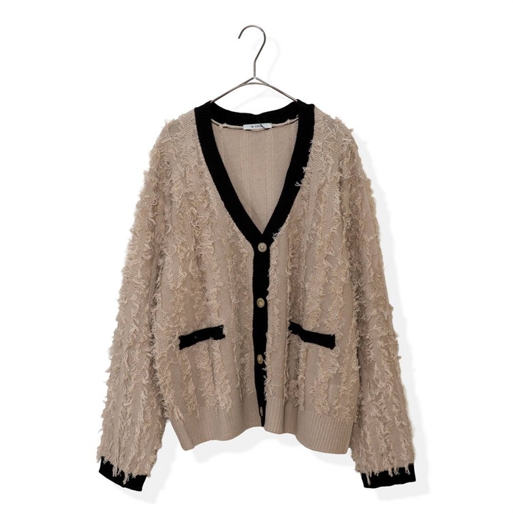 【le colis】長袖フリンジニットカーディガン