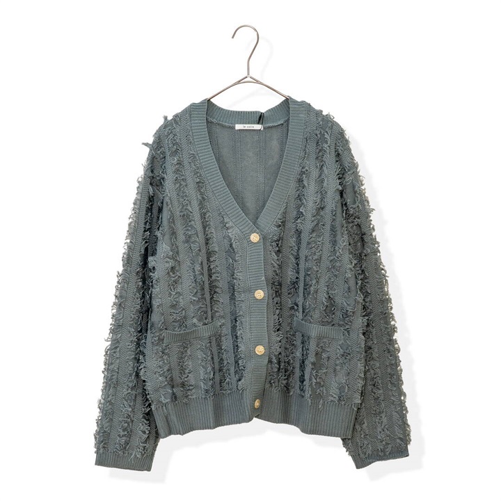 【le colis】長袖フリンジニットカーディガン