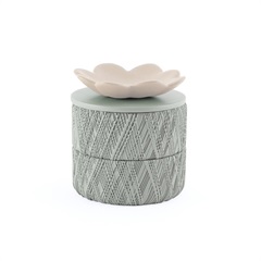 【shesay】蓋もミニトレーとして使える レジンのアクセサリーケース フラワー(GY)