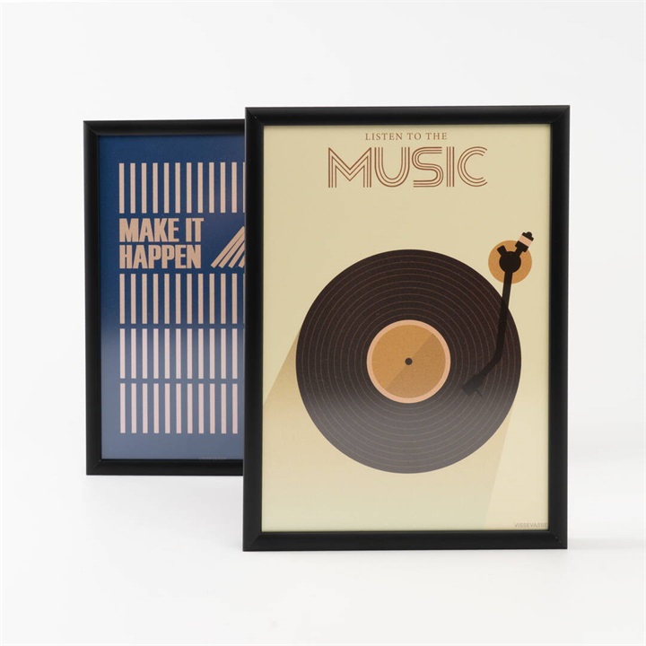 【ViSSEVASSE】ミニポスターフレームセット 音楽に耳を澄ませて 15×21cm