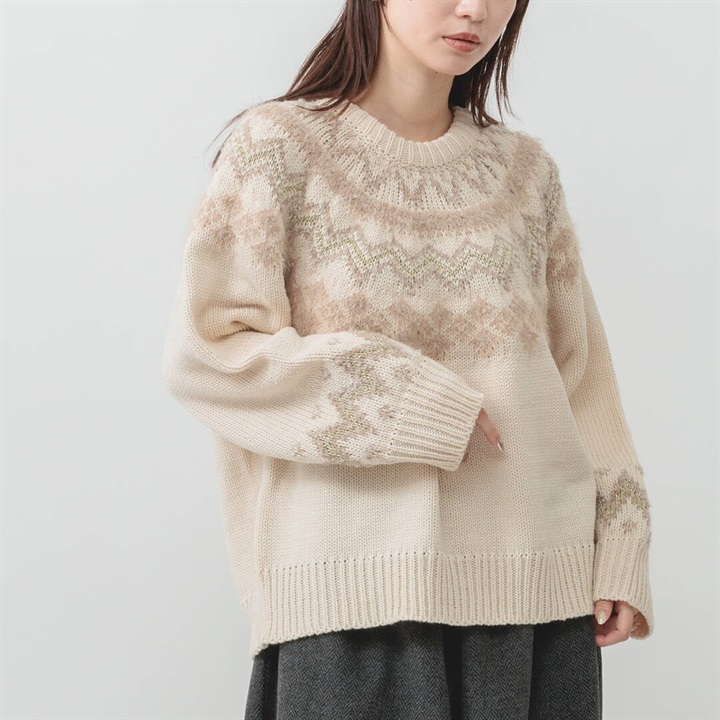 【M.M.O】求心柄 長袖ニットプルオーバー