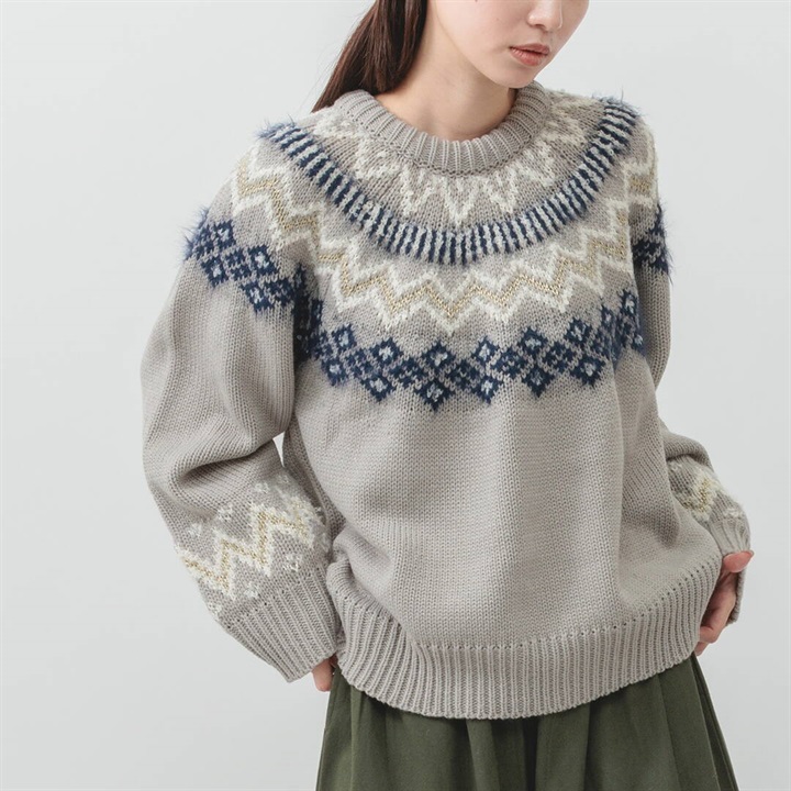 【M.M.O】求心柄 長袖ニットプルオーバー