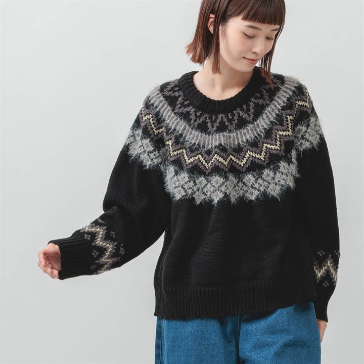 【M.M.O】求心柄 長袖ニットプルオーバー