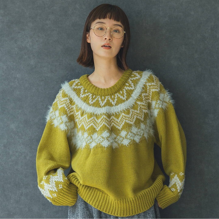 【M.M.O】求心柄 長袖ニットプルオーバー