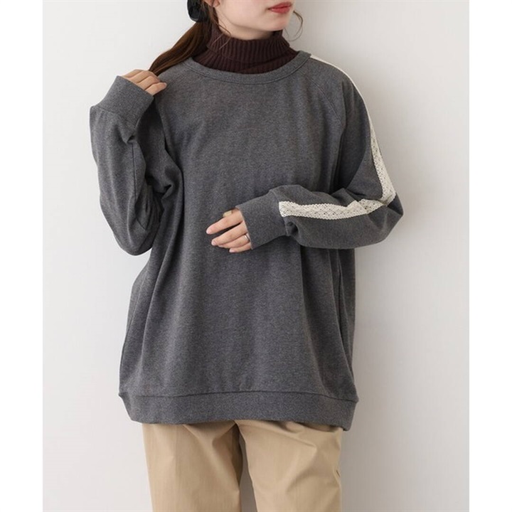 【Arinomama】レースライン 長袖ラグラントレーナー