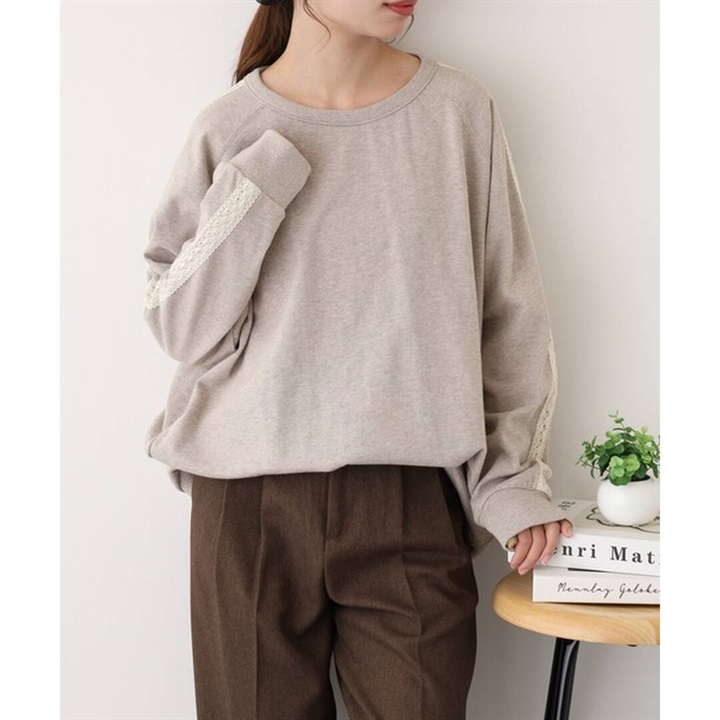 【Arinomama】レースライン 長袖ラグラントレーナー