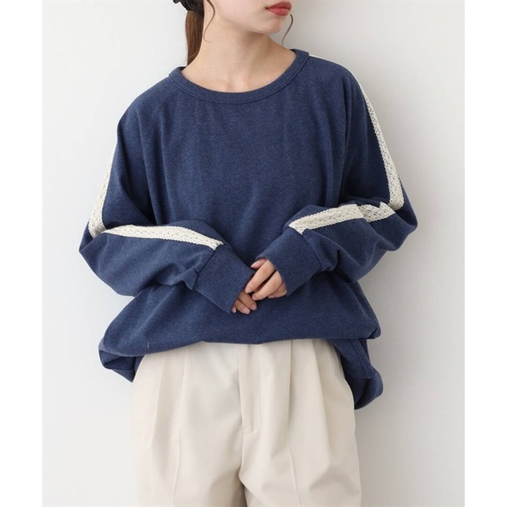 【Arinomama】レースライン 長袖ラグラントレーナー