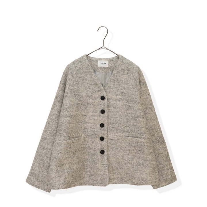 【YURK Geniet van】ブークレニット 長袖Vネックショートジャケット