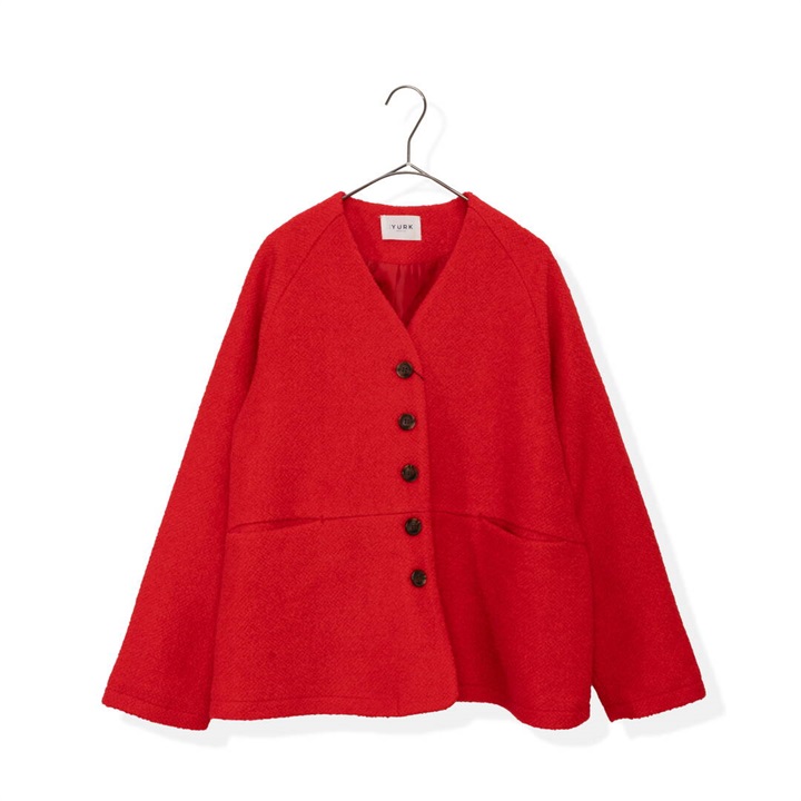 【YURK Geniet van】ブークレニット 長袖Vネックショートジャケット
