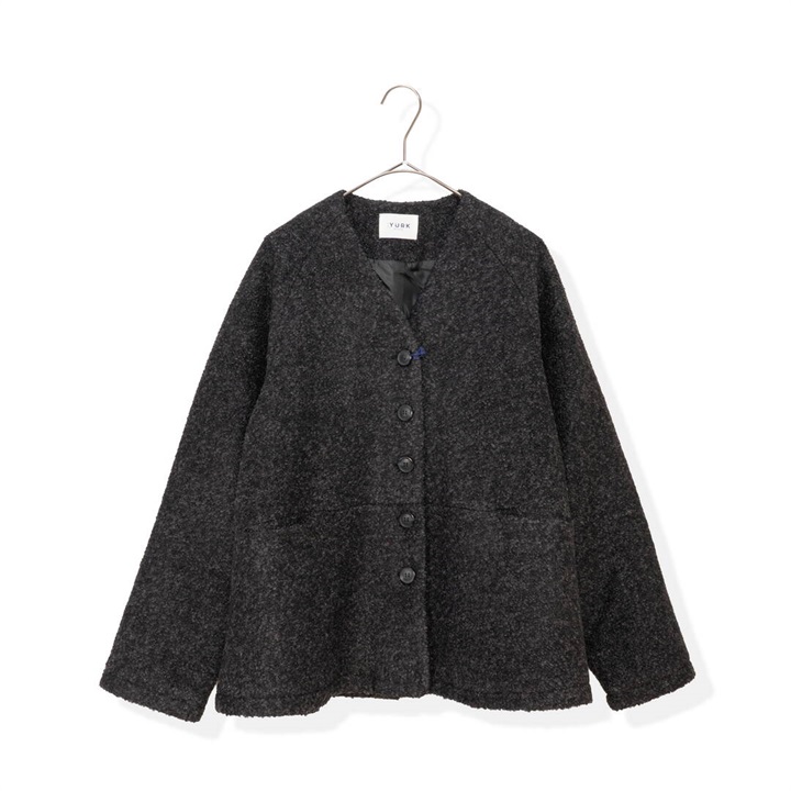 【YURK Geniet van】ブークレニット 長袖Vネックショートジャケット