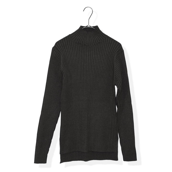 【AUG】カシミヤタッチ スリット リブニットタートル 長袖プルオーバー