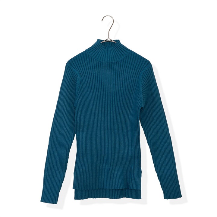 【AUG】カシミヤタッチ スリット リブニットタートル 長袖プルオーバー