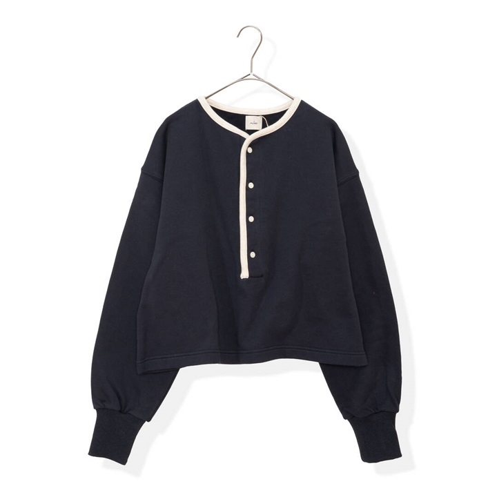 【alee】ヘンリーパイピング裏毛長袖カットソー