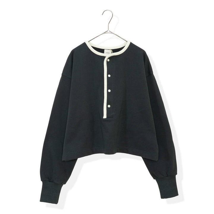 【alee】ヘンリーパイピング裏毛長袖カットソー