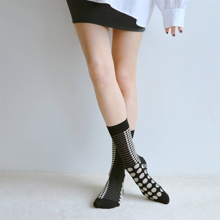 【2nd PALETTE】クルー丈 オーガニックコットンソックス mono_dot