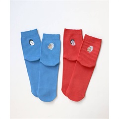 【KIVISDOU】おかめ＆ひょっとこ 刺繍ショートソックス2P(S)