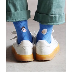 【KIVISDOU】おかめ＆ひょっとこ 刺繍ショートソックス2P