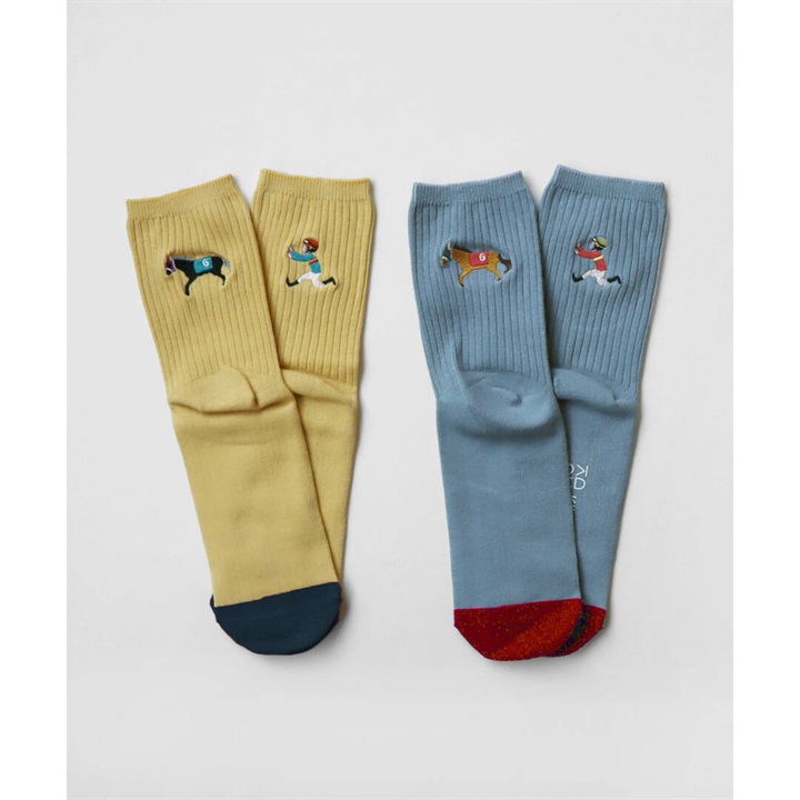 【KIVISDOU】置いて行かれてるやん 刺繍ショートソックス2P