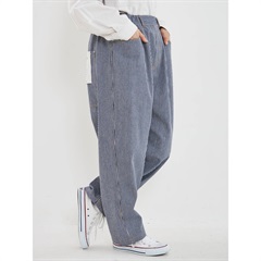 【YURK Geniet van】ルーズヒッコリーパンツ(NAVY)