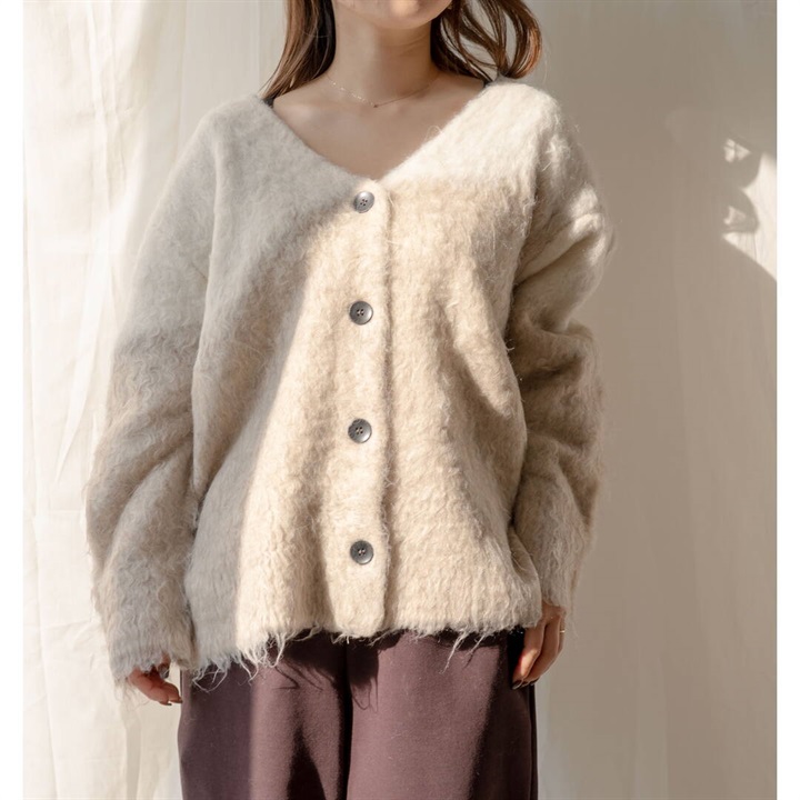 【hunch】起毛 グラデシャギー 長袖ニットカーディガン