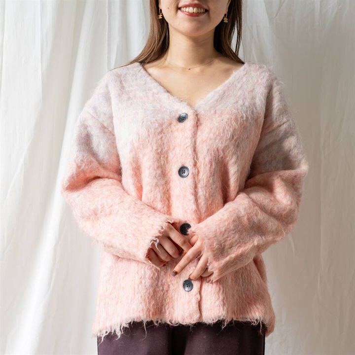 【hunch】起毛 グラデシャギー 長袖ニットカーディガン