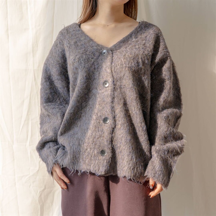 【hunch】起毛 グラデシャギー 長袖ニットカーディガン