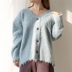 【hunch】起毛 グラデシャギー 長袖ニットカーディガン(84 SAX)