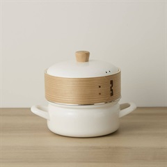 せいろ付きホーロー鍋 2.0L(W/ホワイト)