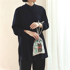 Nathalie Lete】Velour Drawstring pouch Lucky cat ベロア巾着ポーチ