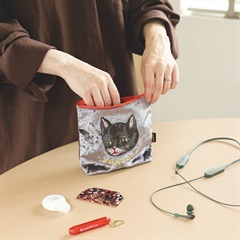 【Nathalie Lete】Velour pouch ベロアポーチ(Black cat)