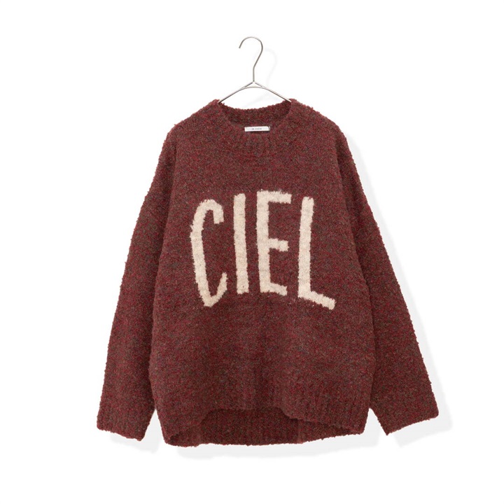 【le colis】ロゴ入り 長袖ブークレニットプルオーバー