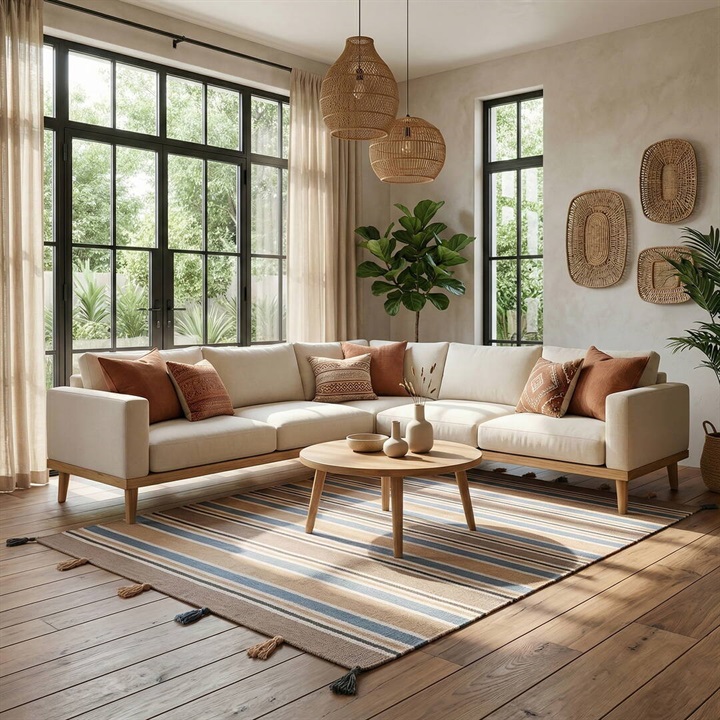 てんとてんオリジナル ハーフフロアラグ 90×130cm Desert GOLD