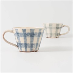【西聡実】ギンガムチェック マグカップ 150ml(青)