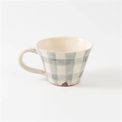 【西聡実】ギンガムチェック マグカップ 150ml(黒)