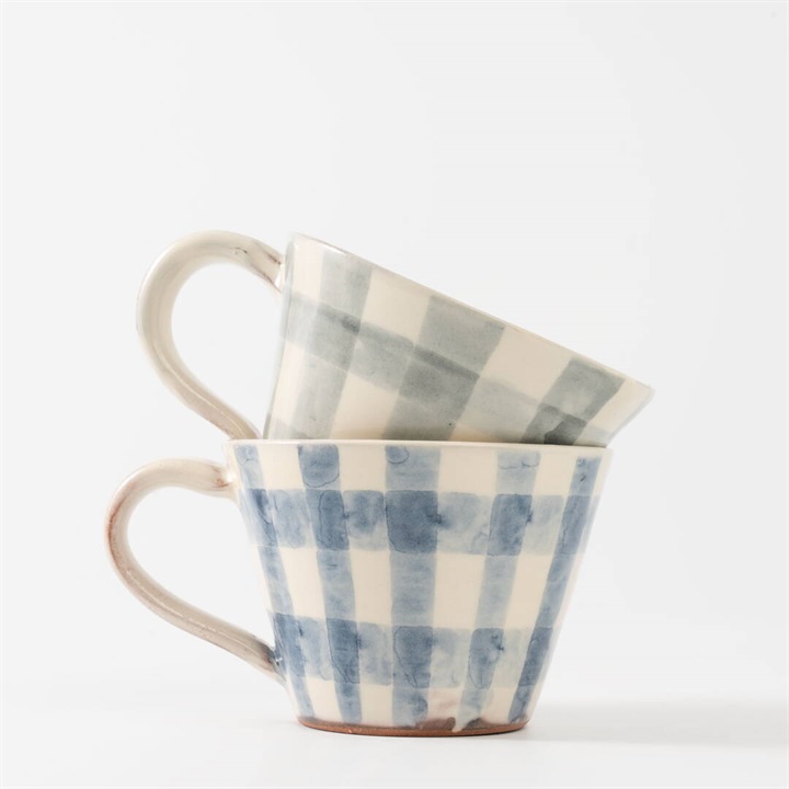 西聡実】ギンガムチェック マグカップ 150ml｜てんとてん｜インテリア